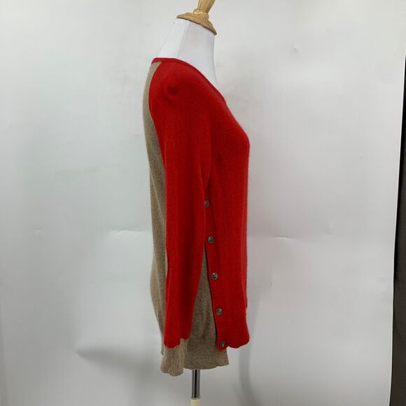 J Crew Sweater Womens S Small Red Brown Elbow Patches Buttons Detail Wool Blend - Picture 5 of 13